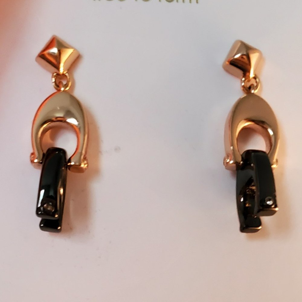 NEW COACH Signature C Double Drop Stud Earrings